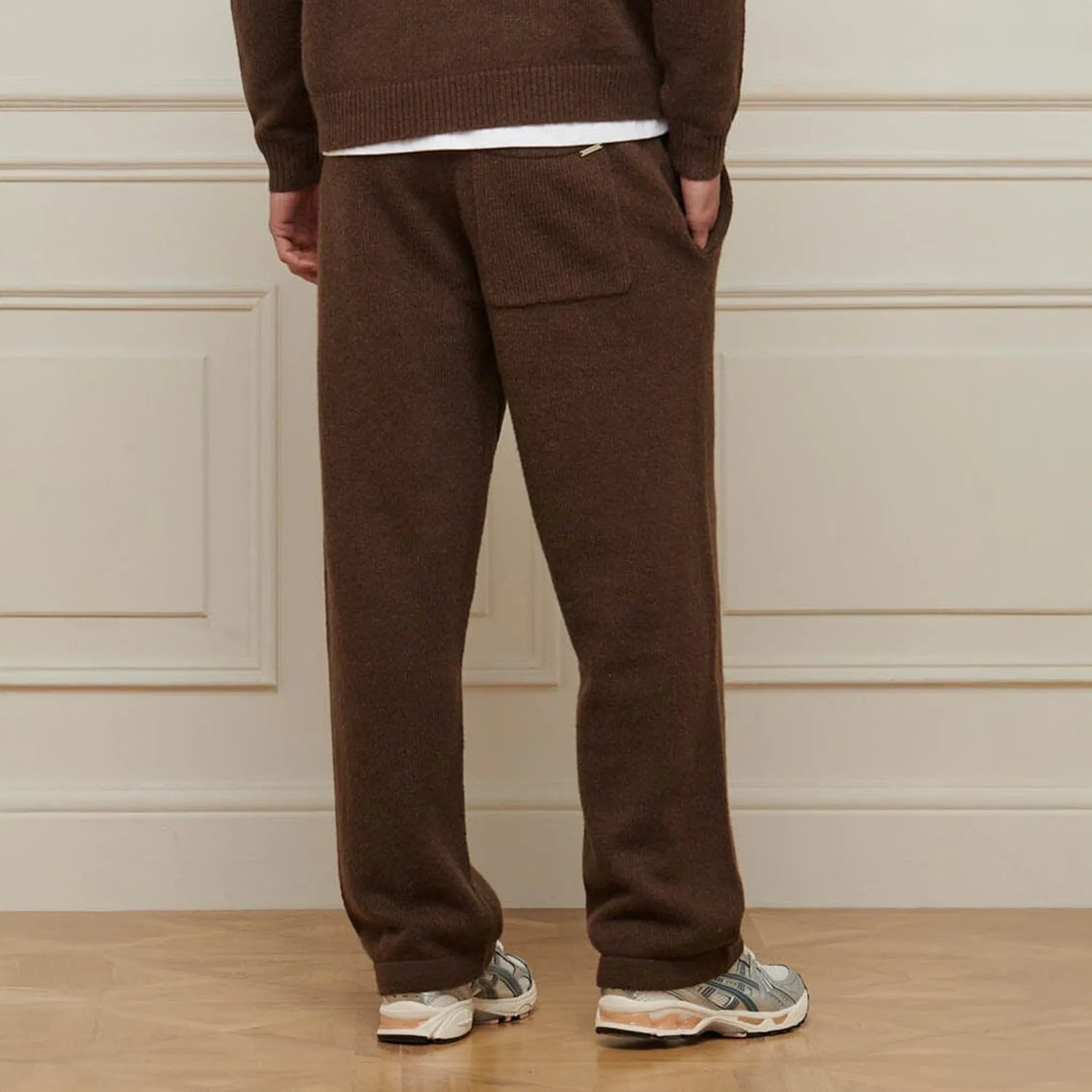 Back View of Belier Mohair Knit Brown Sweatpants